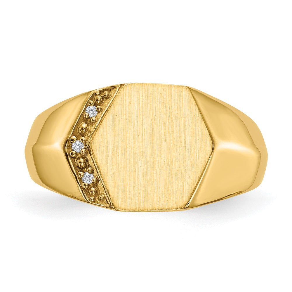 14k 11.5x11.5mm Open Back VS Diamond Men's Signet Ring