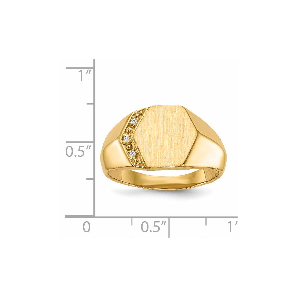 14k 11.5x11.5mm Open Back VS Diamond Men's Signet Ring