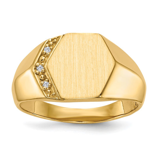14k 11.5x11.5mm Open Back VS Diamond Men's Signet Ring