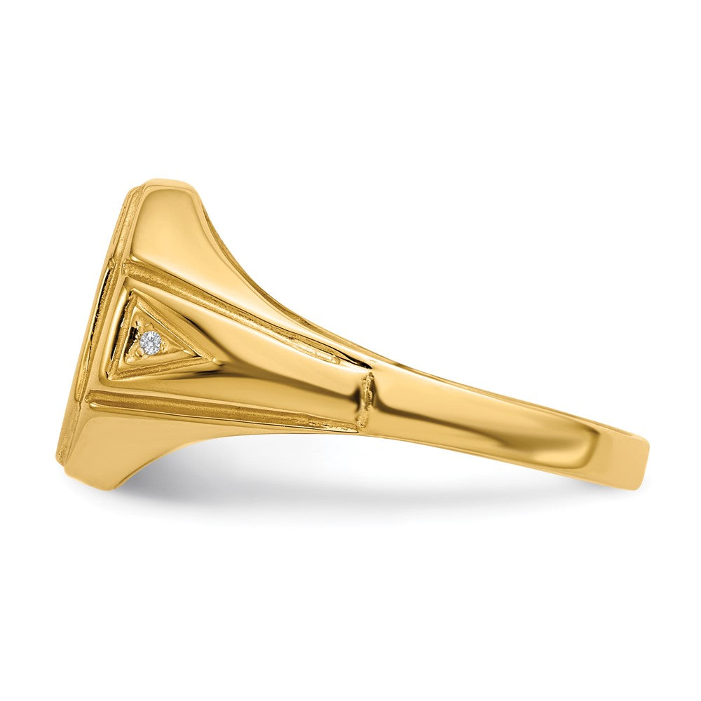 14k 12.5x11.5mm Open Back VS Diamond Men's Signet Ring