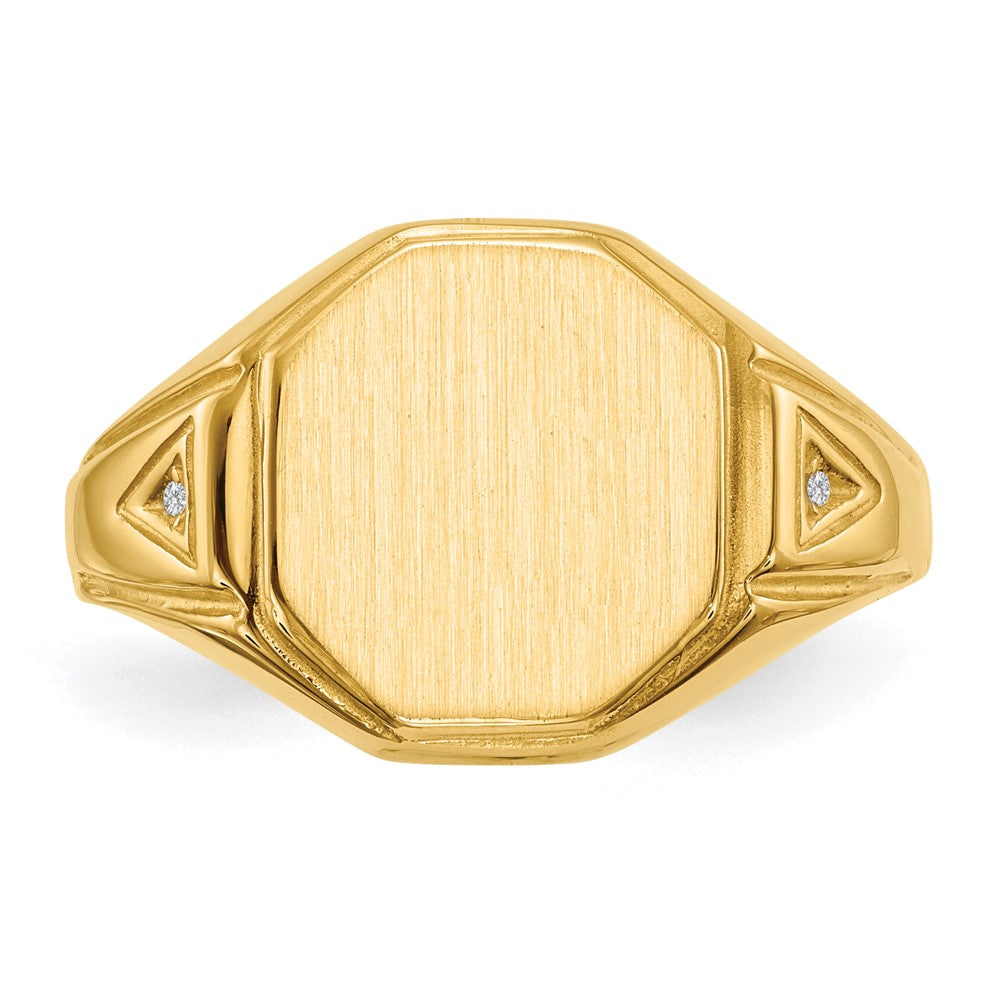 14k 12.5x11.5mm Open Back VS Diamond Men's Signet Ring