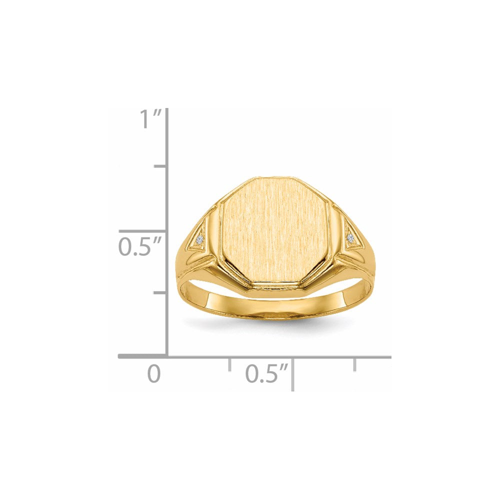 14k 12.5x11.5mm Open Back VS Diamond Men's Signet Ring