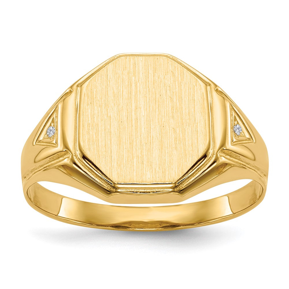 14k 12.5x11.5mm Open Back VS Diamond Men's Signet Ring