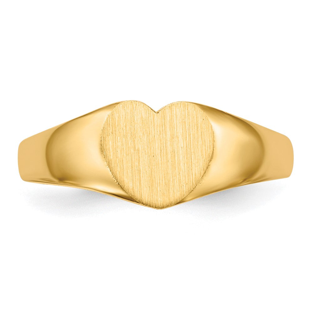 14k Yellow Gold 6.5x8.0mm Closed Back Heart Signet Ring