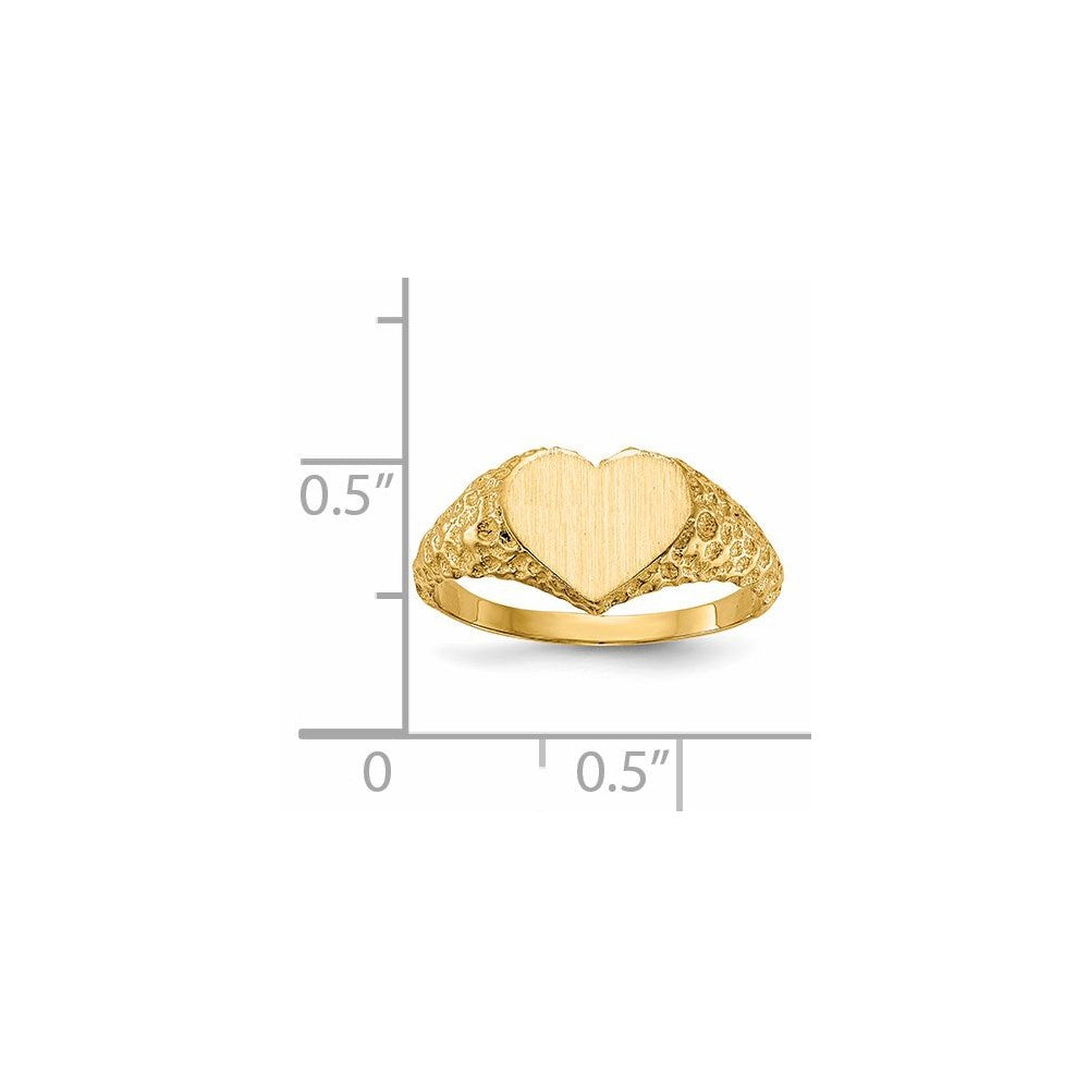 14k 7.5x8.0mm Open Back Heart Signet Ring