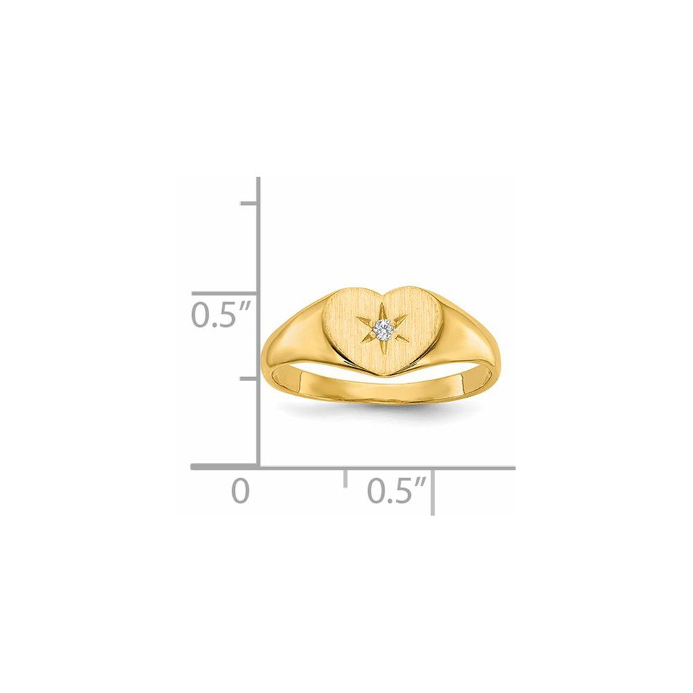 14k .01ct. Diamond 7.0x10.0mm Open Back Heart Signet Ring