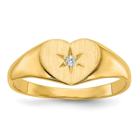 14k .01ct. Diamond 7.0x10.0mm Open Back Heart Signet Ring