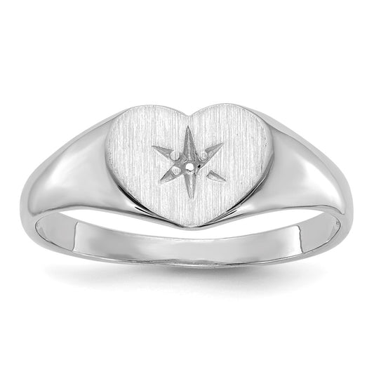 14k White Gold White .01ct. Diamond 7.0x10.0mm Open Back Heart Ring Mounting
