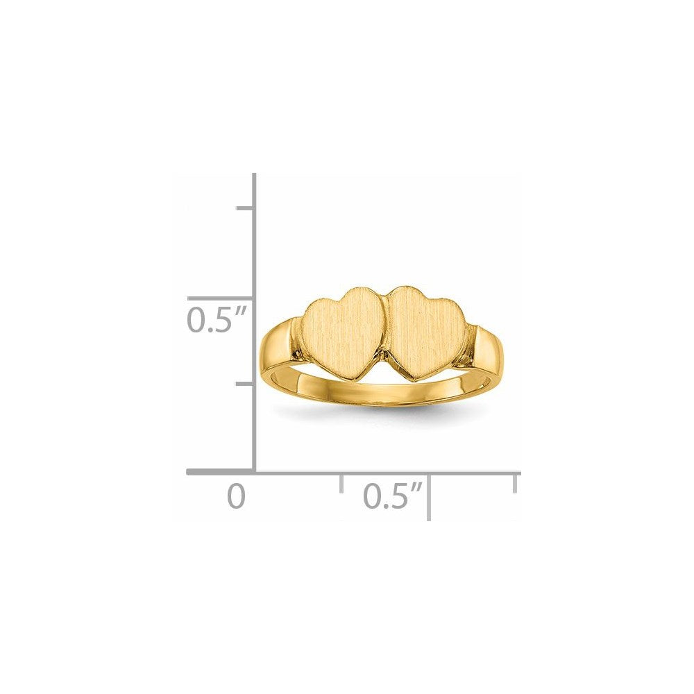 14k 7.0x7.0mm Closed Back Heart Signet Ring