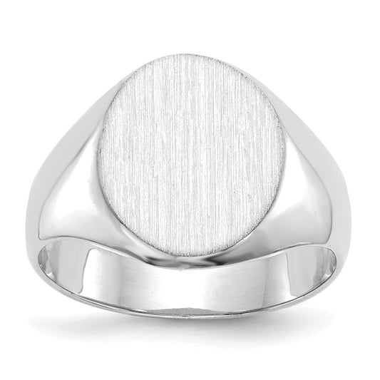 14k White Gold 11.0x13.0mm Closed Back Signet Ring