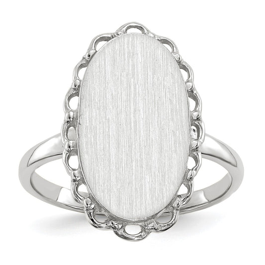 14k White Gold 14x10.5mm Open Back Signet Ring
