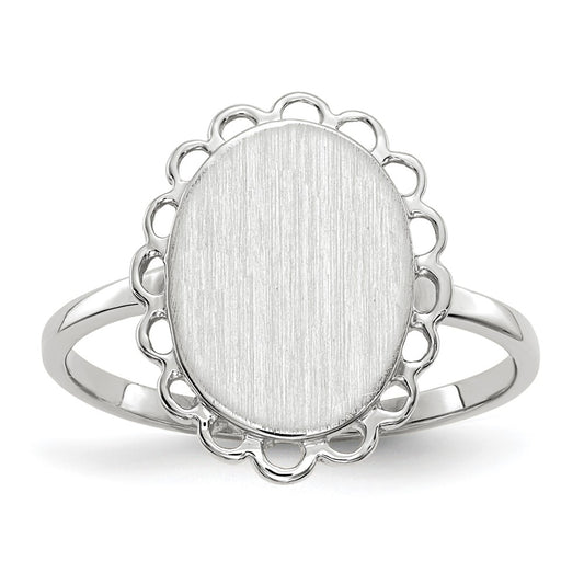 14k White Gold 11.5x9.0mm Open Back Signet Ring