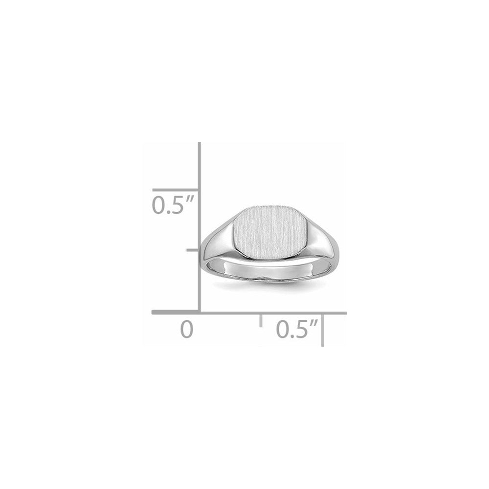 14k White Gold  8.0x6.5mm Open Back Child's Signet Ring