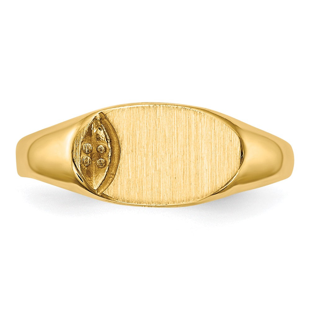 14k Yellow Gold Child's .005ct. Diamond 10x6mm Closed Back  Signet Ring Mounting