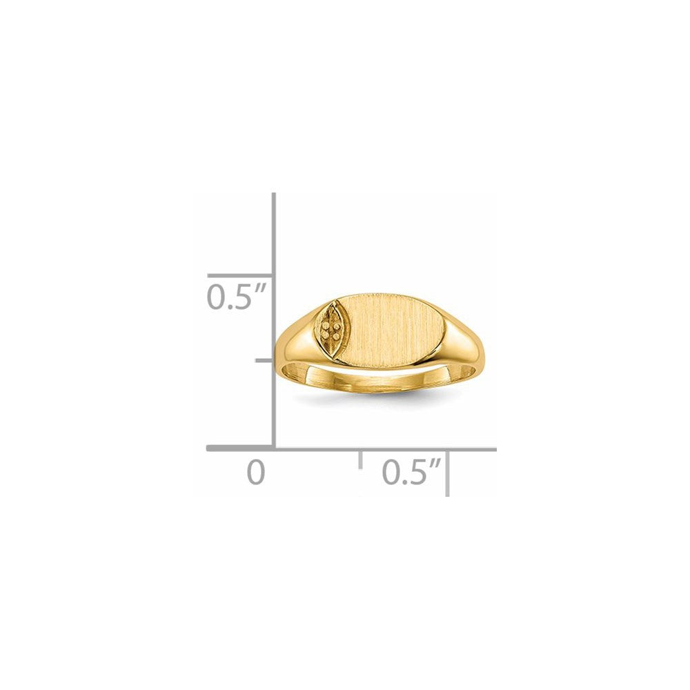 14k Yellow Gold Child's .005ct. Diamond 10x6mm Closed Back  Signet Ring Mounting