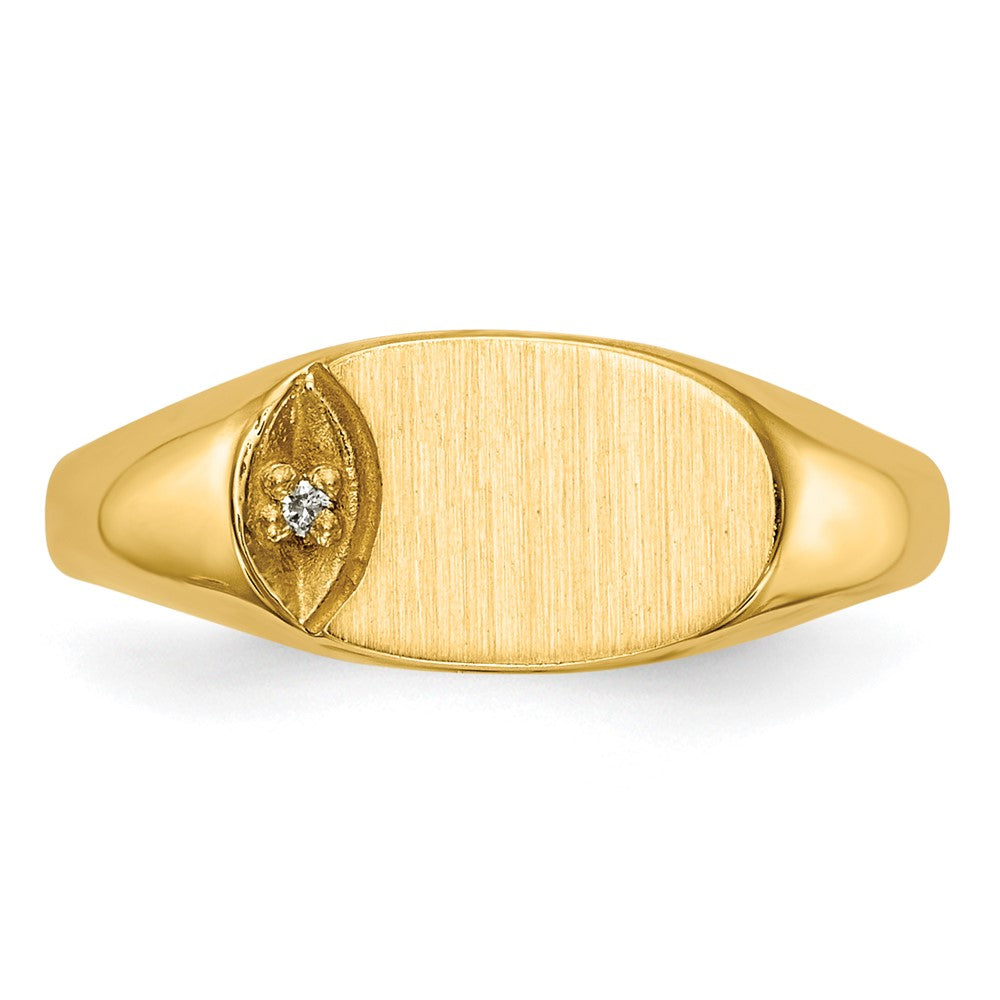 14k Child's A Diamond Closed Back Signet Ring