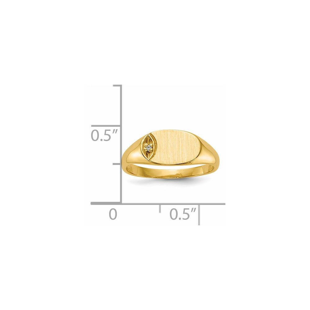 14k Child's A Diamond Closed Back Signet Ring