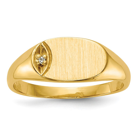 14k Child's A Diamond Closed Back Signet Ring