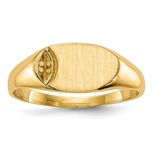 14k Yellow Gold Child's .005ct. Diamond 10x6mm Closed Back  Signet Ring Mounting