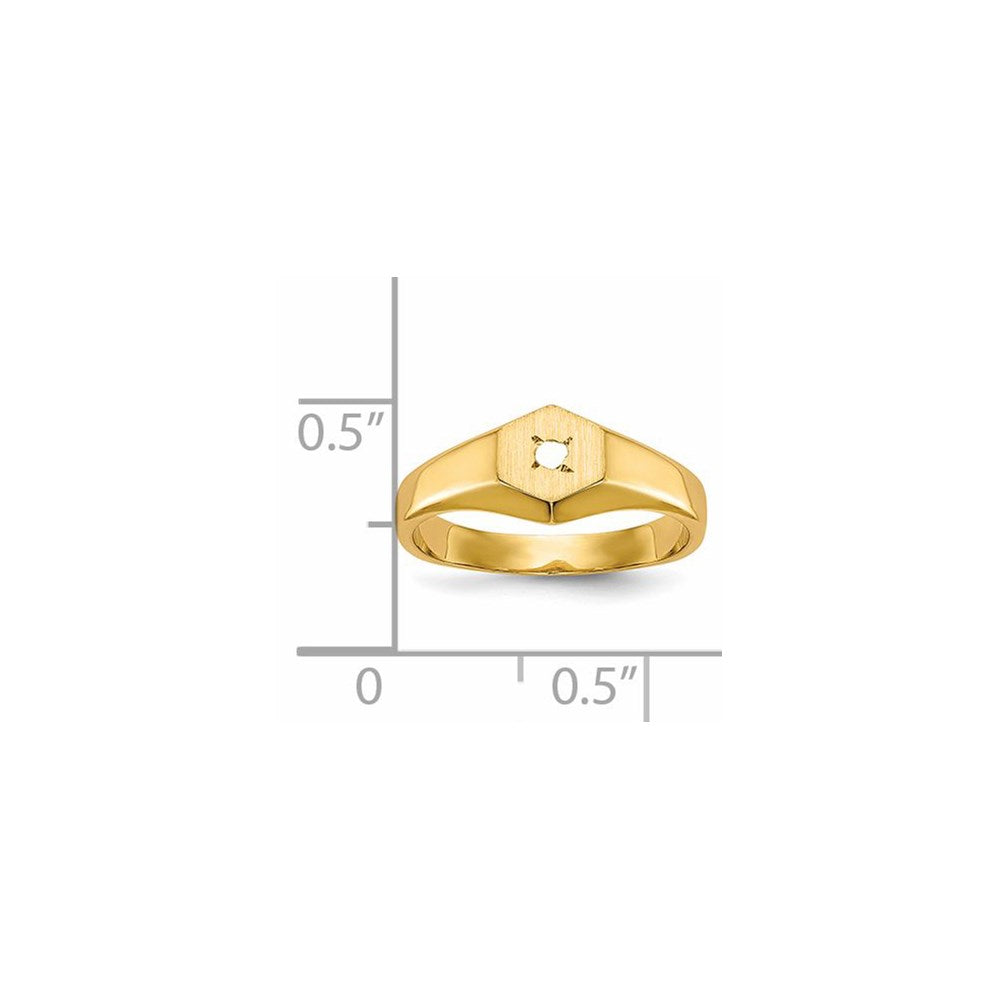14k Child's A Diamond Open Back Signet Ring