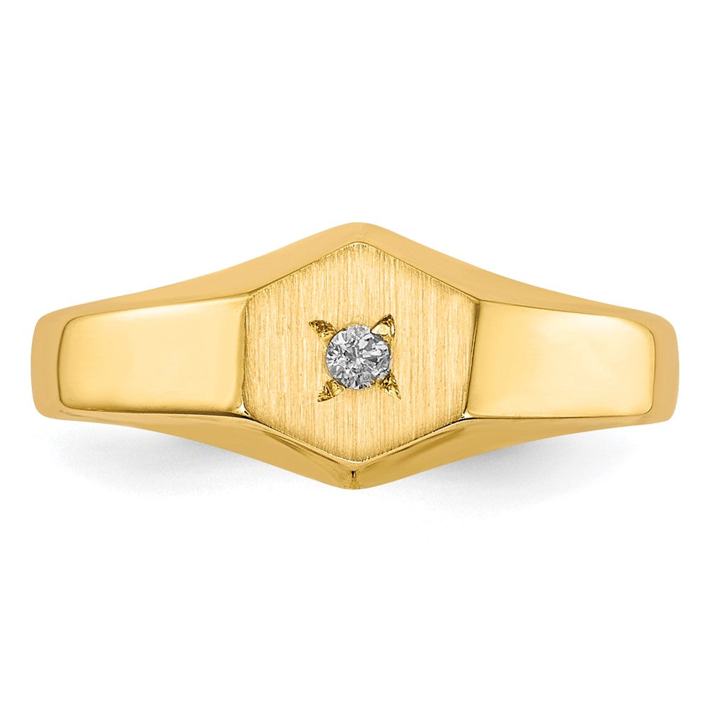 14k Child's A Diamond Open Back Signet Ring