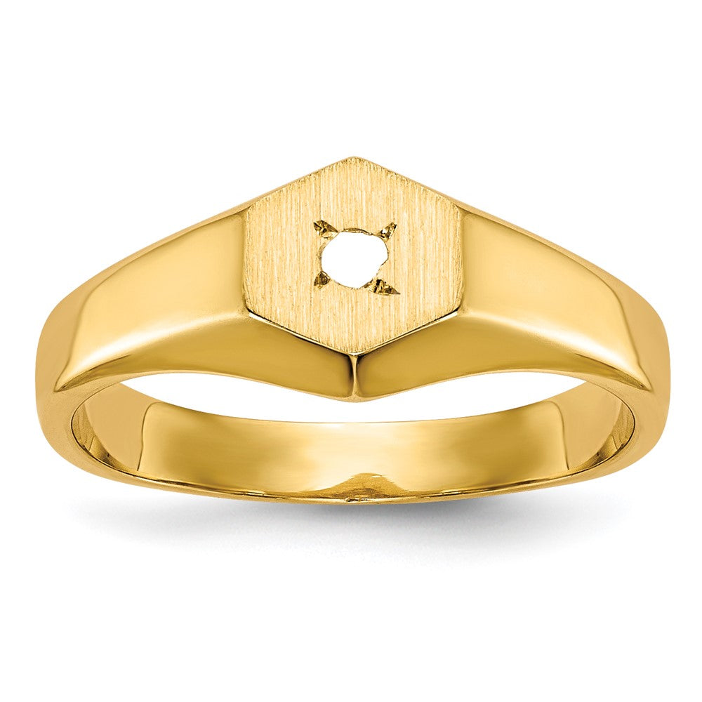 14k Yellow Gold Childs .02ct. Diamond Signet Ring Mounting
