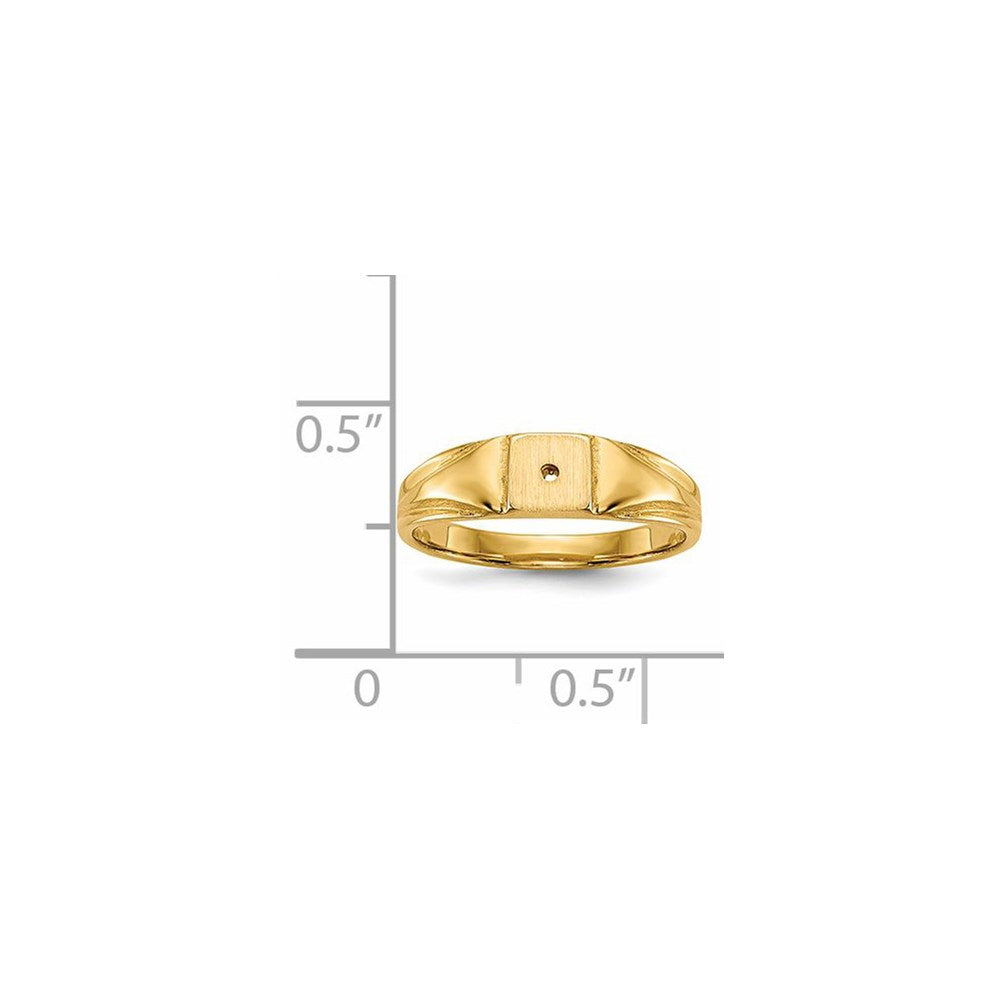 14k Child's A Diamond Closed Back Signet Ring