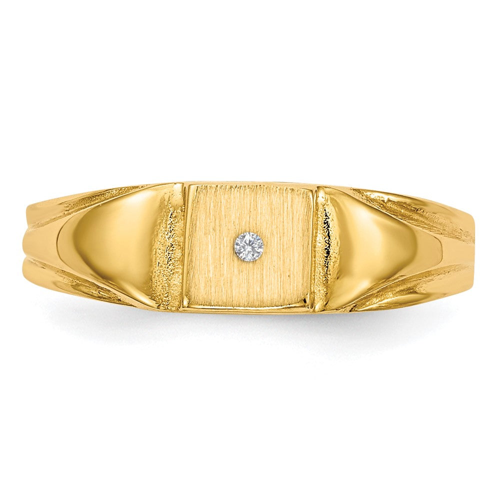 14k Child's A Diamond Closed Back Signet Ring