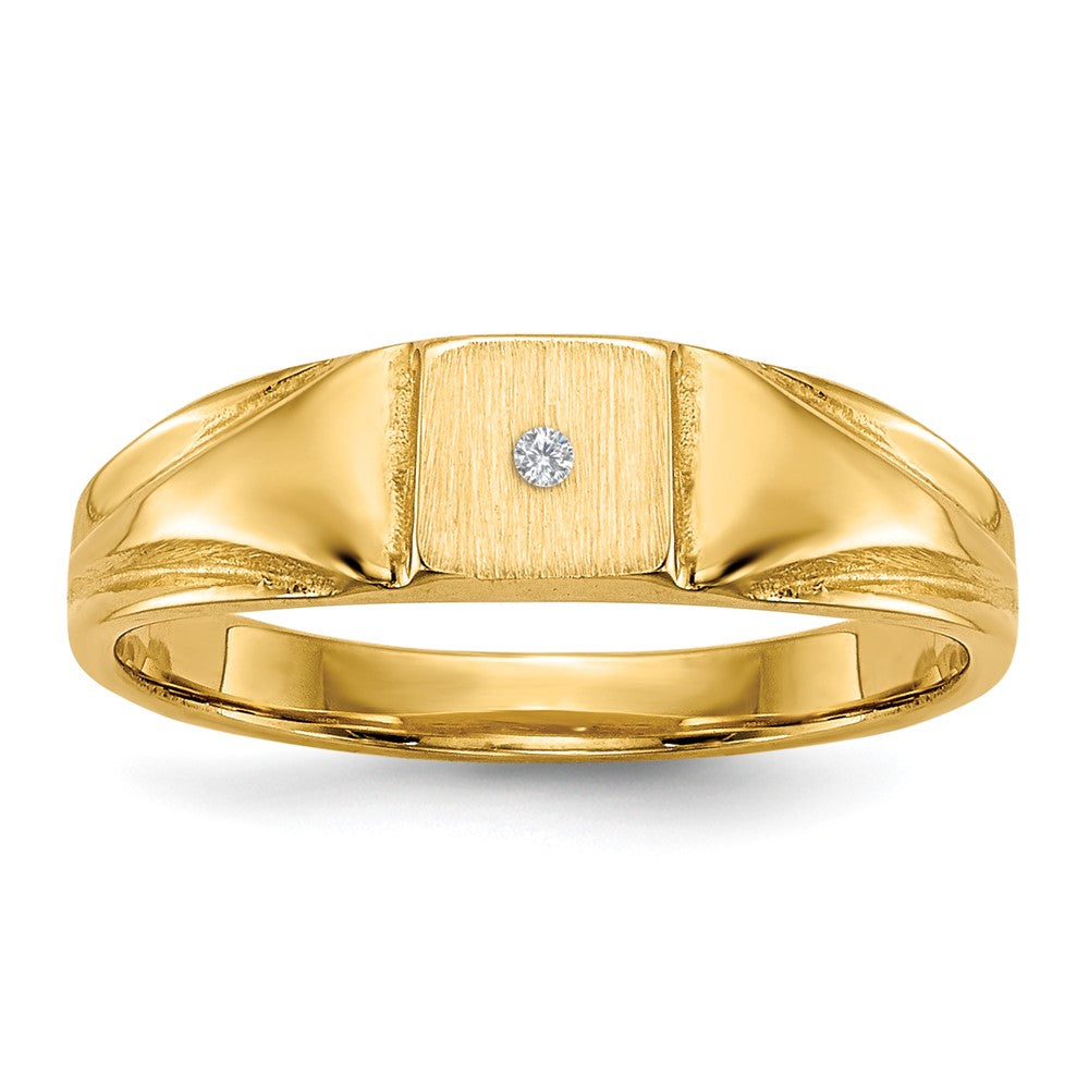 14k Yellow Gold Child's VS Diamond Closed Back Signet Ring