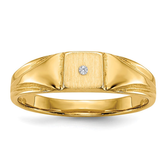 14k Child's A Diamond Closed Back Signet Ring