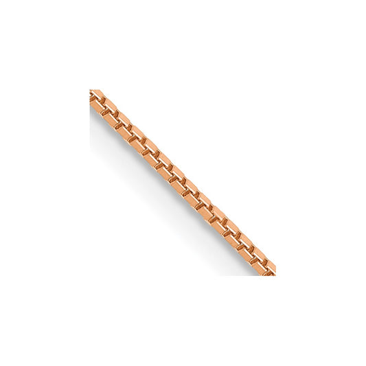 14K Rose Gold 22 inch .9mm Box Link with Lobster Clasp Chain