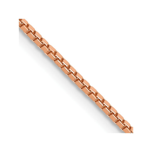 14K Rose Gold 22 inch 1.10mm Box Link with Lobster Clasp Chain