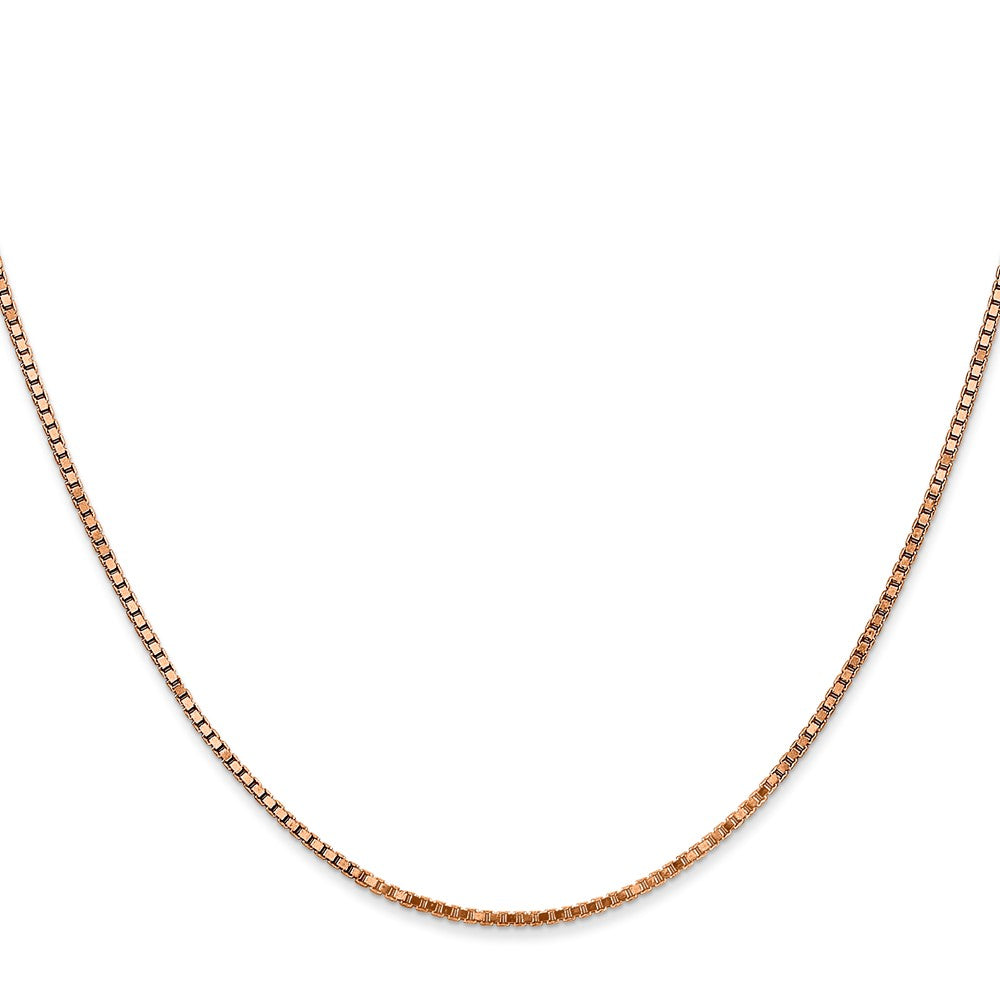14K Rose Gold 24 inch 1.3mm Box Link with Lobster Clasp Chain