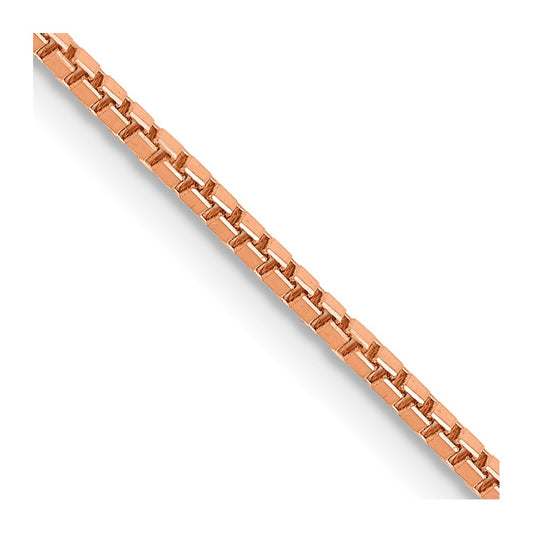 14K Rose Gold 30 inch 1.3mm Box Link with Lobster Clasp Chain