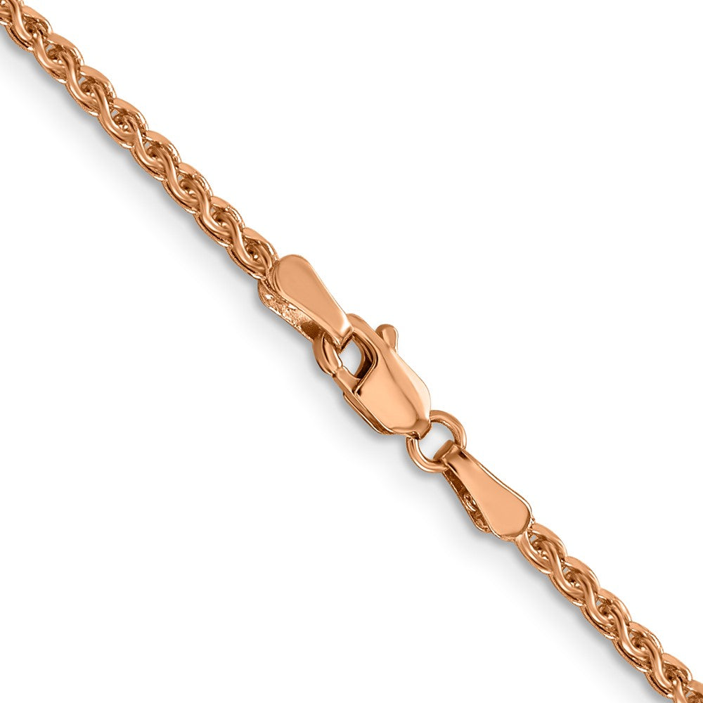 14K Rose Gold 24 inch 2.1mm Diamond-cut Spiga with Lobster Clasp Chain