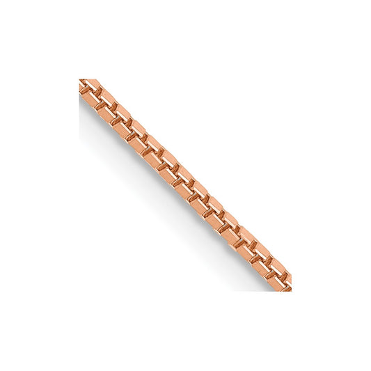 14K Rose Gold 30 inch 1mm Box Link with Lobster Clasp Chain