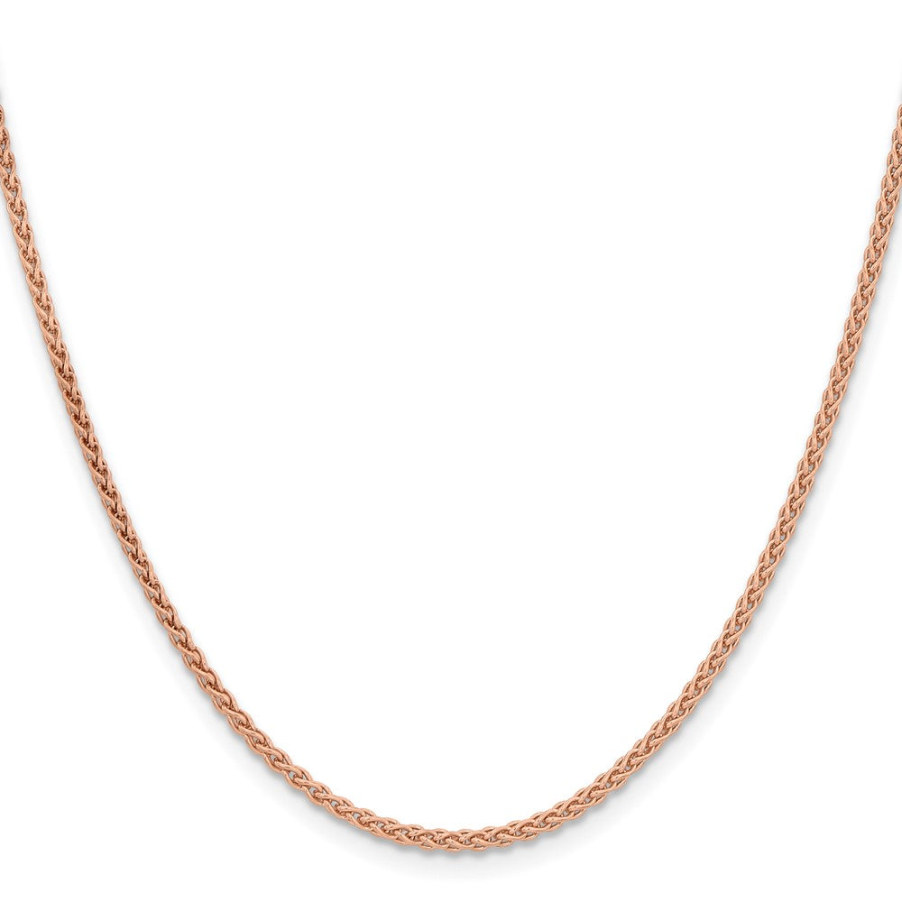14K Rose Gold 24 inch 2.1mm Solid Polished Spiga with Lobster Clasp Chain