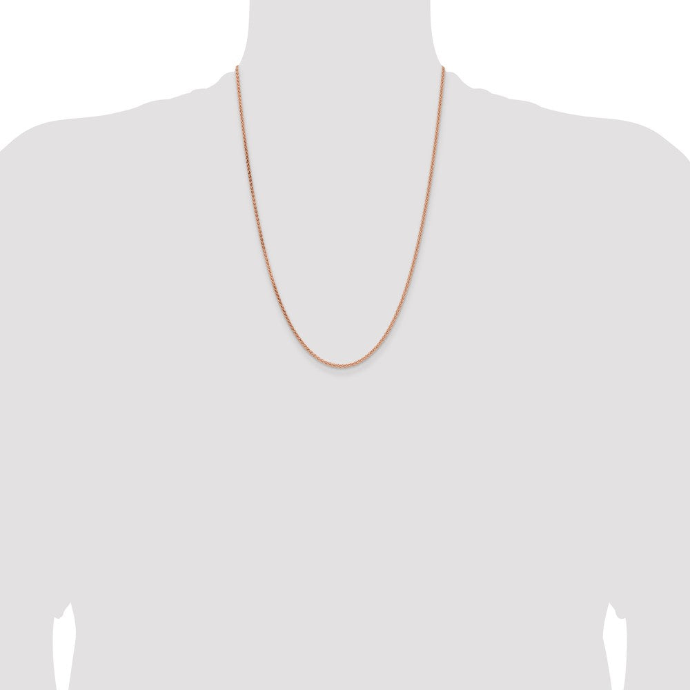 14K Rose Gold 24 inch 2.1mm Solid Polished Spiga with Lobster Clasp Chain