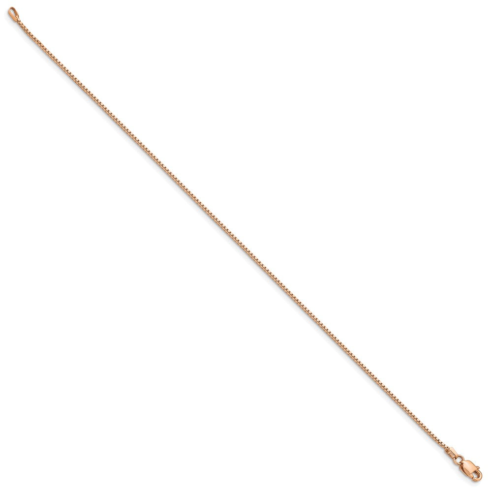 14K Rose Gold 8 inch .95mm Box Link with Lobster Clasp Bracelet