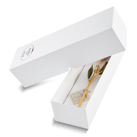 Lacquer Dipped Gold Trimmed Lavender Real Rose