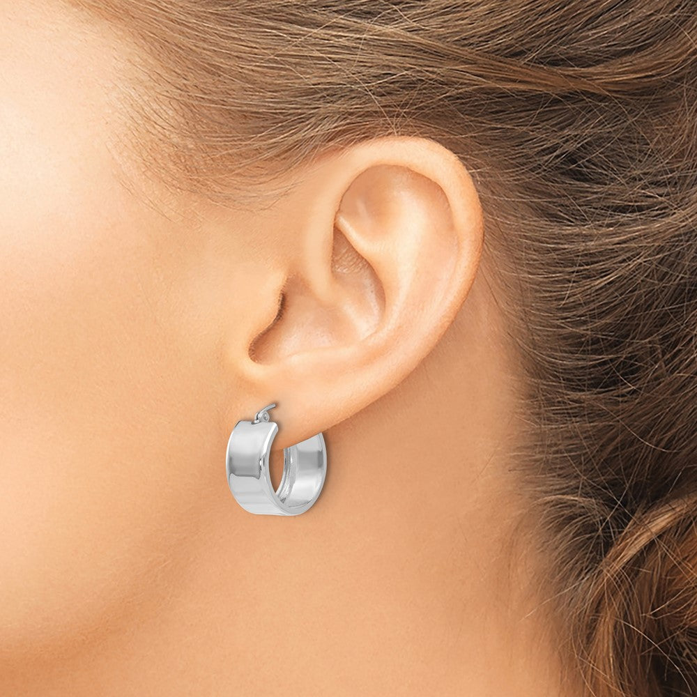14K White Gold 8.25mm Polished Hoop Earrings