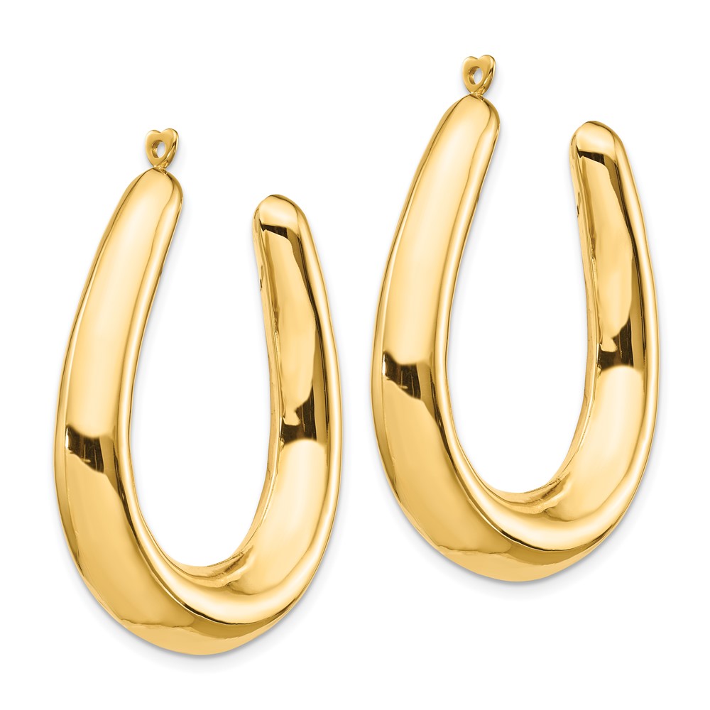 14k Yellow Gold Polished Hollow Hoop Earring Jackets