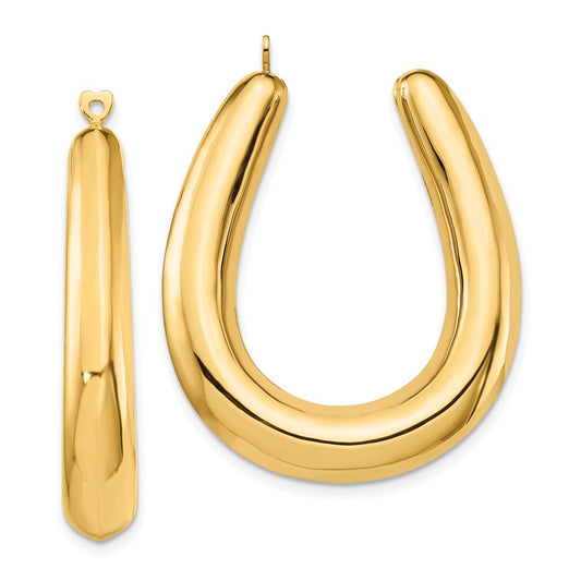 14k Yellow Gold Polished Hollow Hoop Earring Jackets