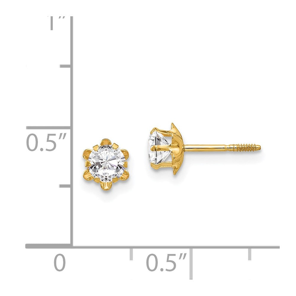 14k Madi K 4mm CZ Birthstone (Apr) Screwback Earrings