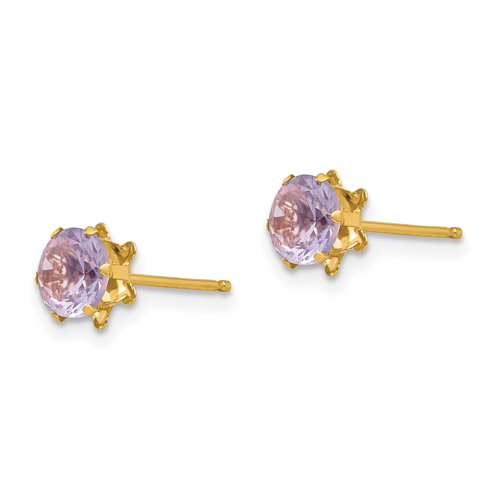14k Yellow Gold Madi K 5mm CZ Birthstone (Feb) Earrings
