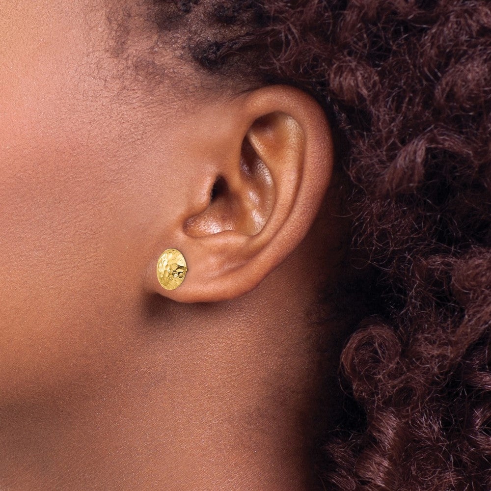 14k Yellow Gold Madi K Puffed Round Post Earrings