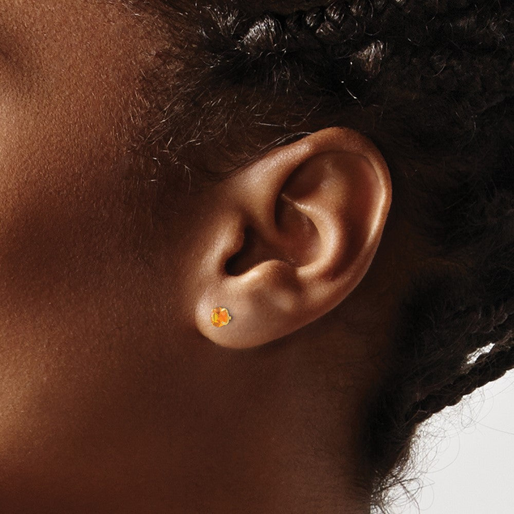 14k Madi K Round Citrine 4mm Post Earrings