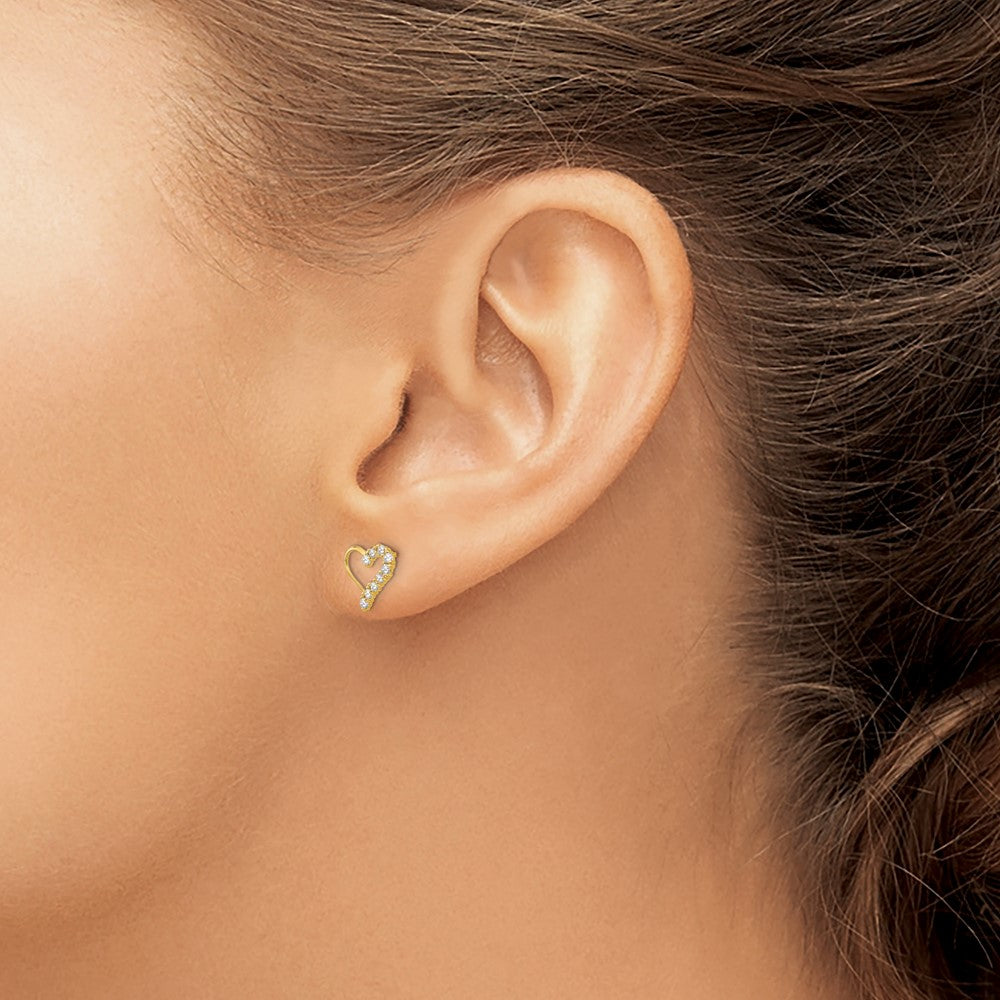 14k Yellow Gold Madi K CZ Heart Post Earrings
