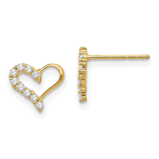 14k Yellow Gold Madi K CZ Heart Post Earrings