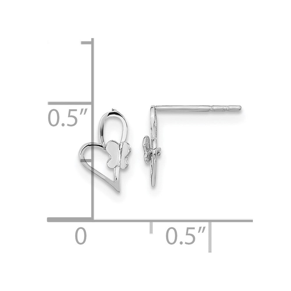 14k White Gold Madi K Heart W/Butterfly Post Earrings